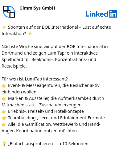 GimmiSys bei LinkedIn