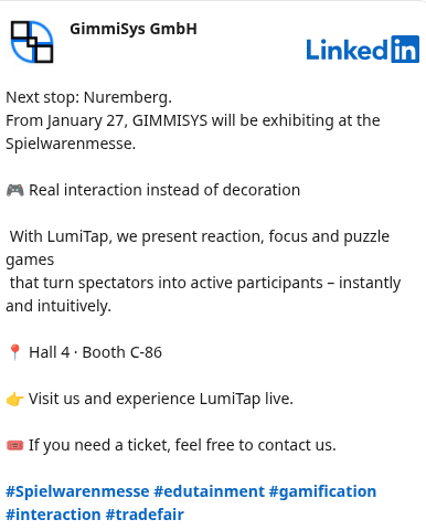 GimmiSys bei LinkedIn